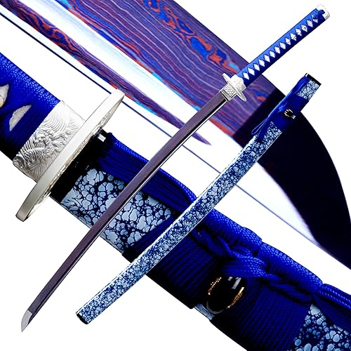 Miniatura 14 de Espada Katana Japonesa Samurai Hecha a Mano con Saya de Madera de Rayskin Dura, Puede Cortar Bambú