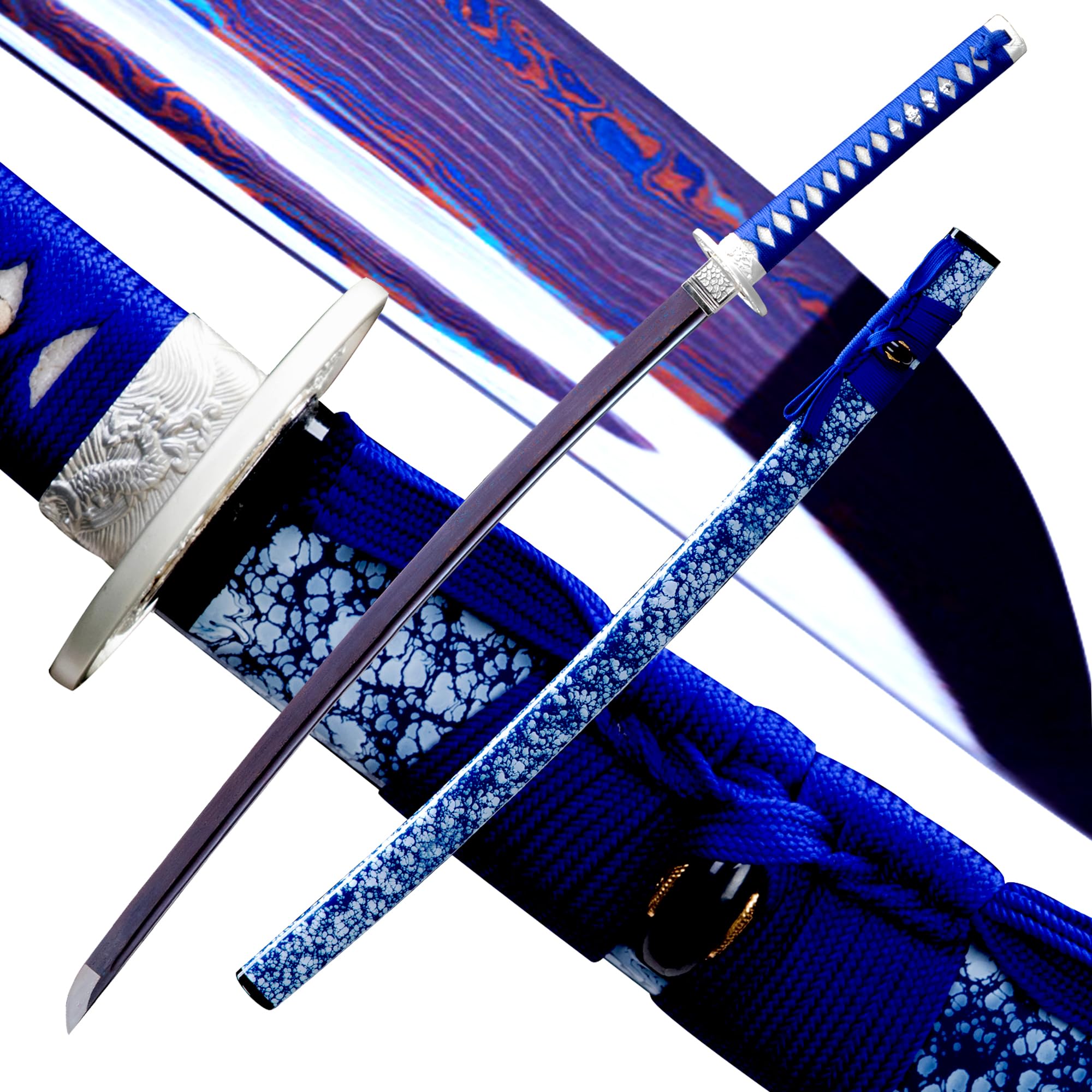 Katana Sword Real Rayskin Hardwood Saya Handmade Japanese Samurai Sword Can Chop Bamboo