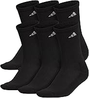 adidas Women's Cushioned Crew Socks 6-Pack: Moisture-Wicking Athletic Socks with Arch Support & Durable Comfort