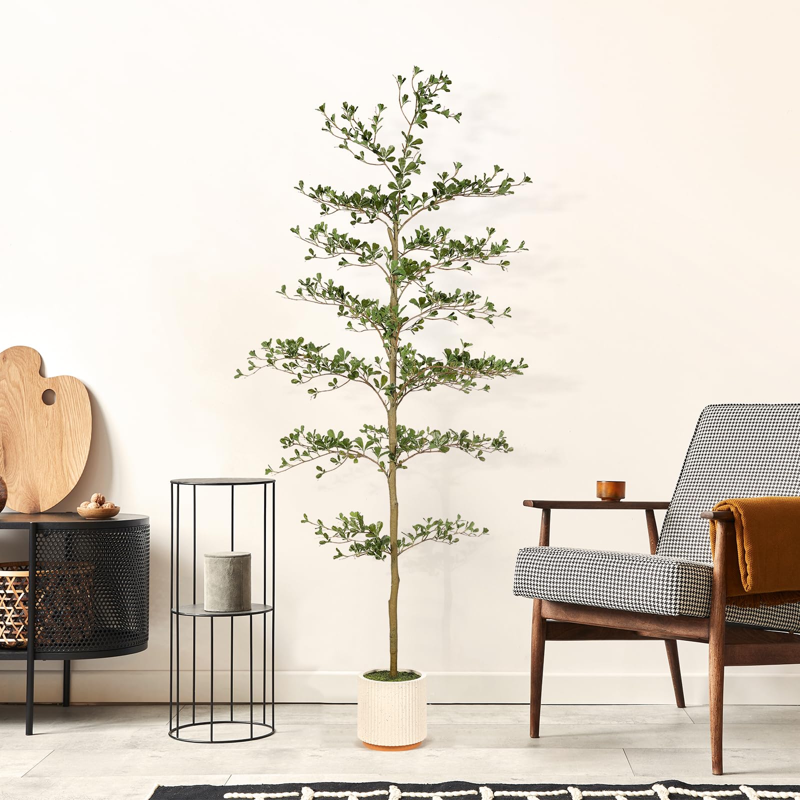 FEELEAD Albero di ulivo finto nero, 2,1 m, realistico albero di olivo nero con vaso da interni finti ulivi neri con rami naturali e foglie realistiche per la decorazione di casa e ufficio