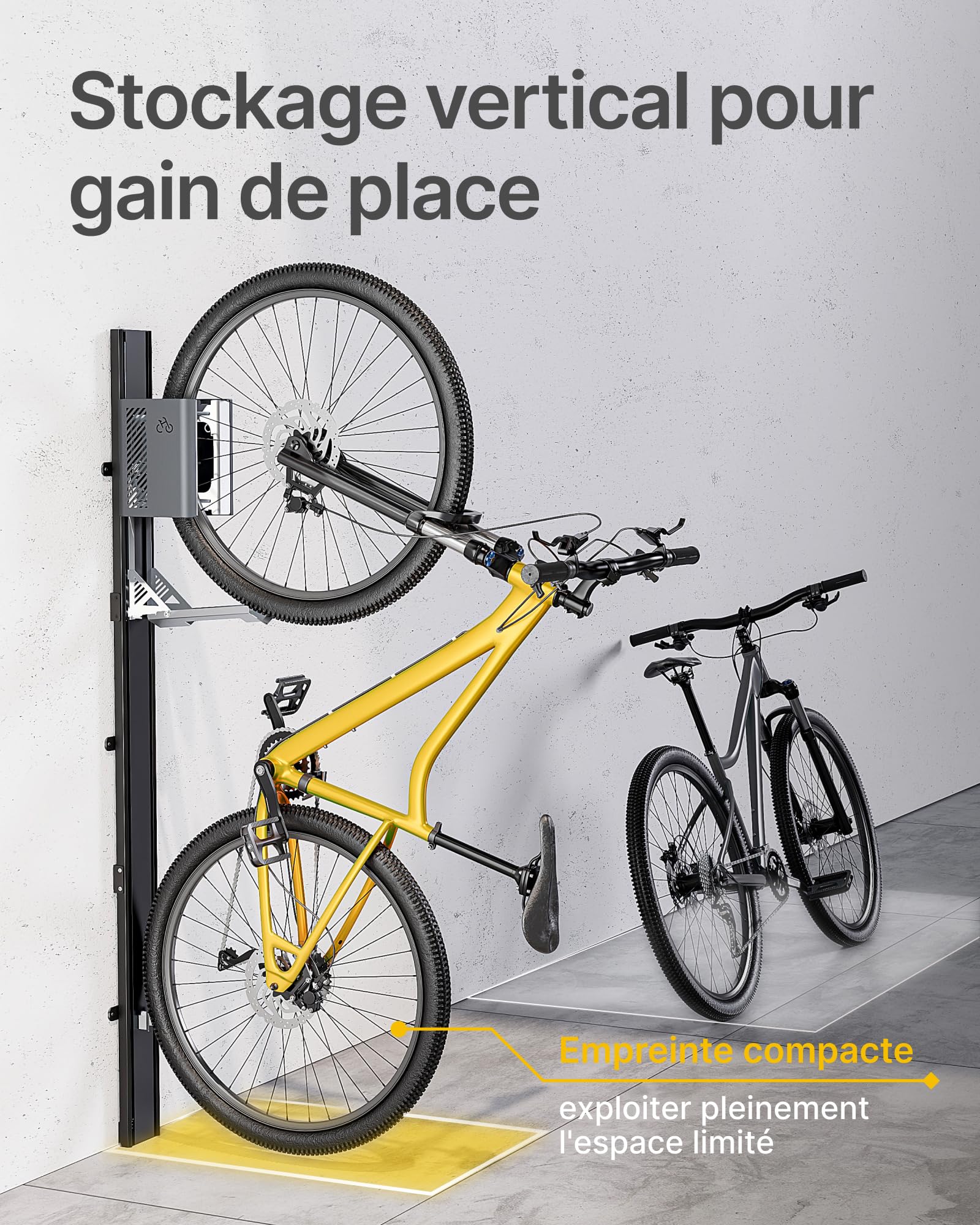 monTEK Porte Velo Automatique,Pneus 24-29",Charge Max 32Kg | Support Cintre de Vélo, Porte Mural Pour Vélo Electrique, Porte-Vélo Vertical, Levage Automatique,Élévateur de Vélo