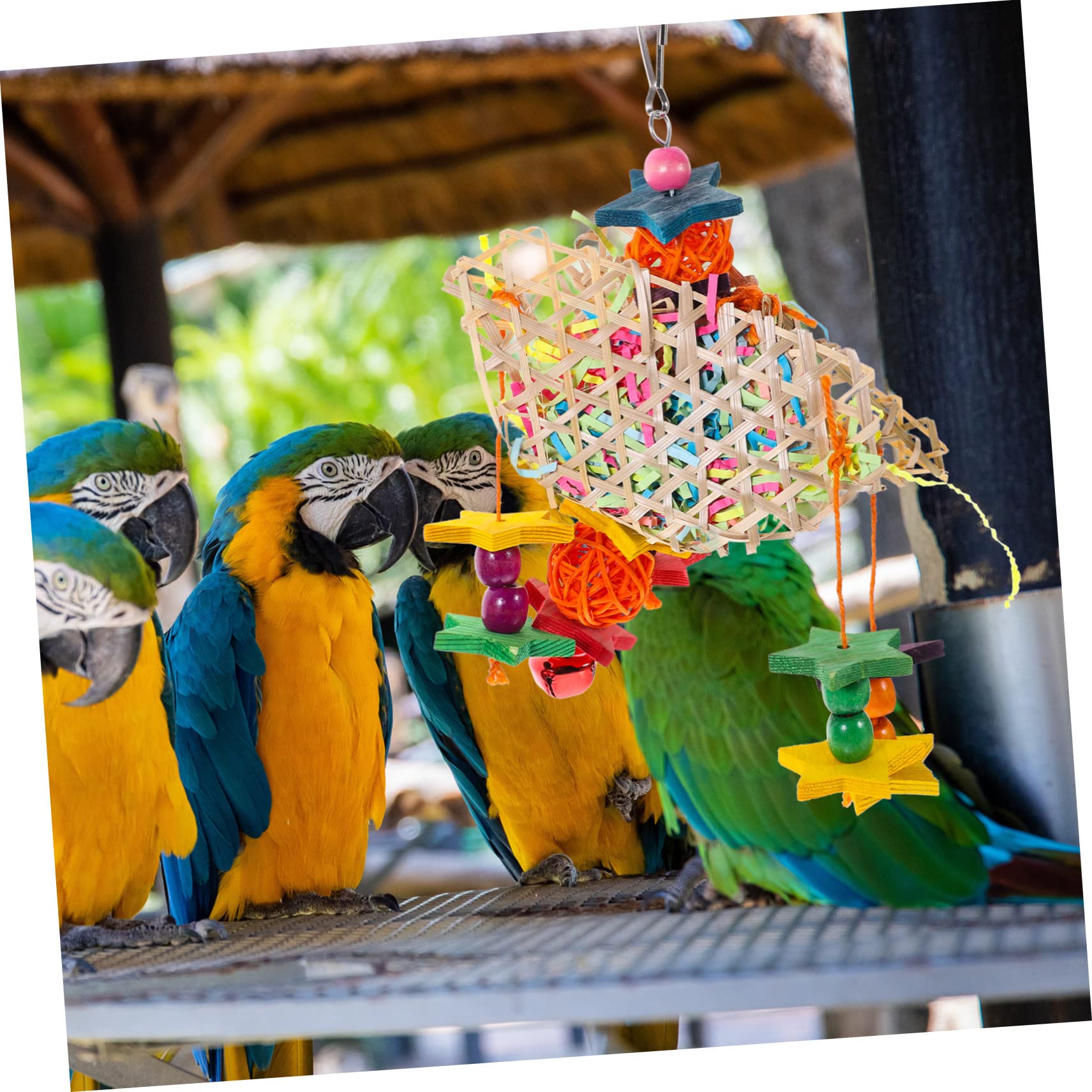 Mipcase 6pièces Jouet Suspendu pour Oiseaux avec Cloche Jouet à Mâcher pour Perroquets Et Oiseaux Accessoire De Cage Et Décoratif
