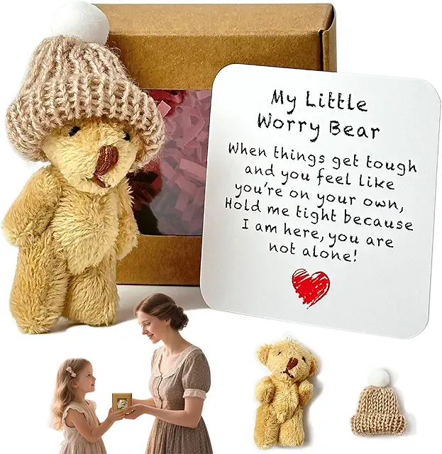 Kaleidos Creative Tiny Shiny Hineys Bear Plush - Worry Bear in a Box with Inspirational Card