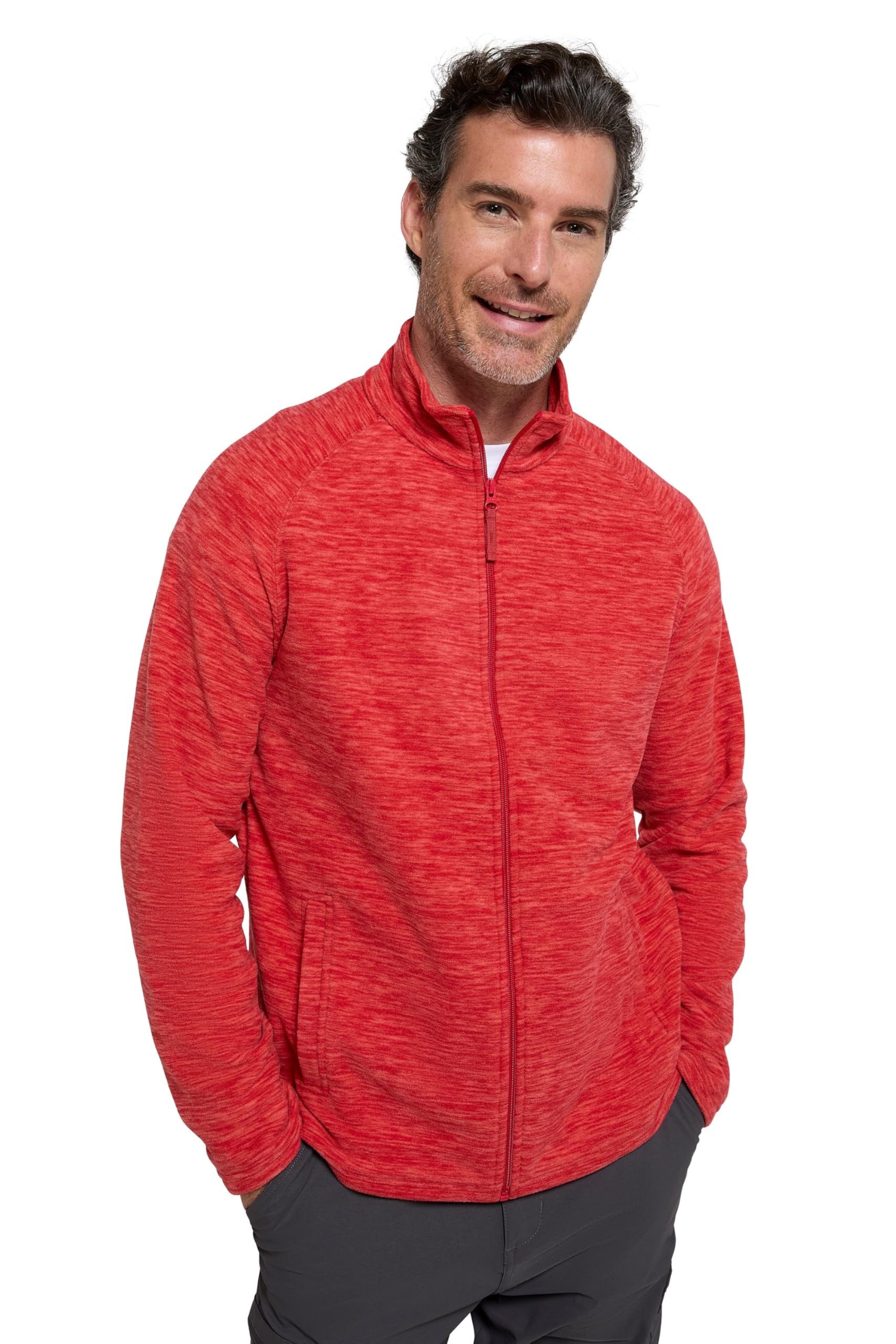 Mountain Warehouse Snowdon Mens Full Zip Fleece - Midlayer Pullover, Breathable Jacket, Soft Outerwear, Smooth Fleece Top - For Spring Summer, Travelling Red XS