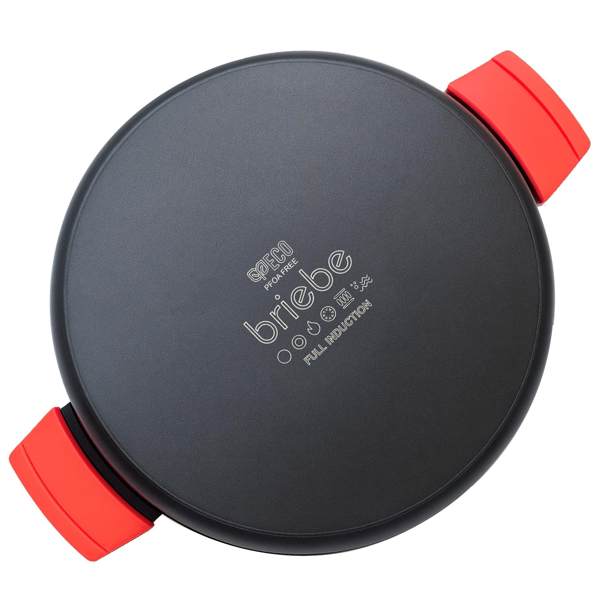 briebe Black Titanium Faitout Basse Induction Antiadhésif Titane, Casserole 24cm, Fonte d'Aluminium, Revêtement sans PFOA, Couvercle en Verre, Poignées Silicone, Vitrocéramique, Gaz, Four