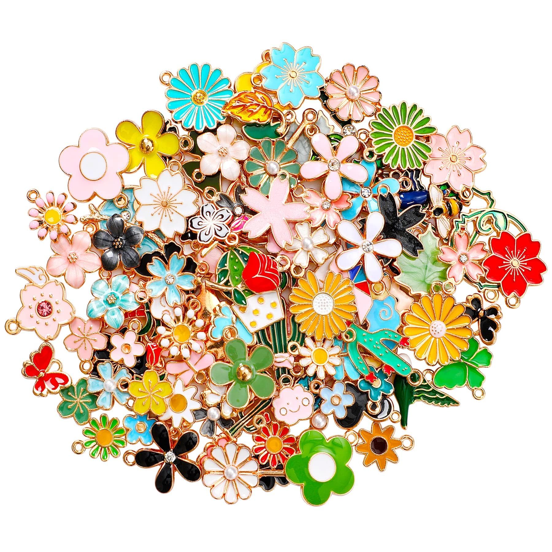 Bloem bedels, 100g ambachtelijke benodigdheden legering gemengde stijl rose leven bloem connector links bedels hanger kralen charme voor sieraden maken knutselen bevindingen accessoire, Metaal, Geen
