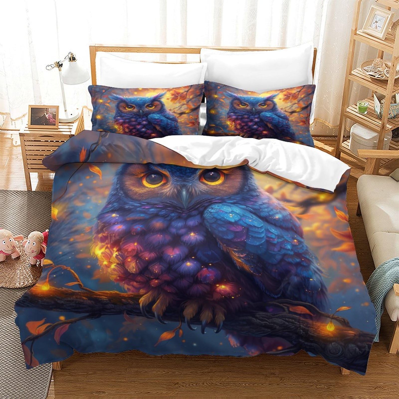 Housse de couette animaux 3D en microfibre anti-plis pour lit super king