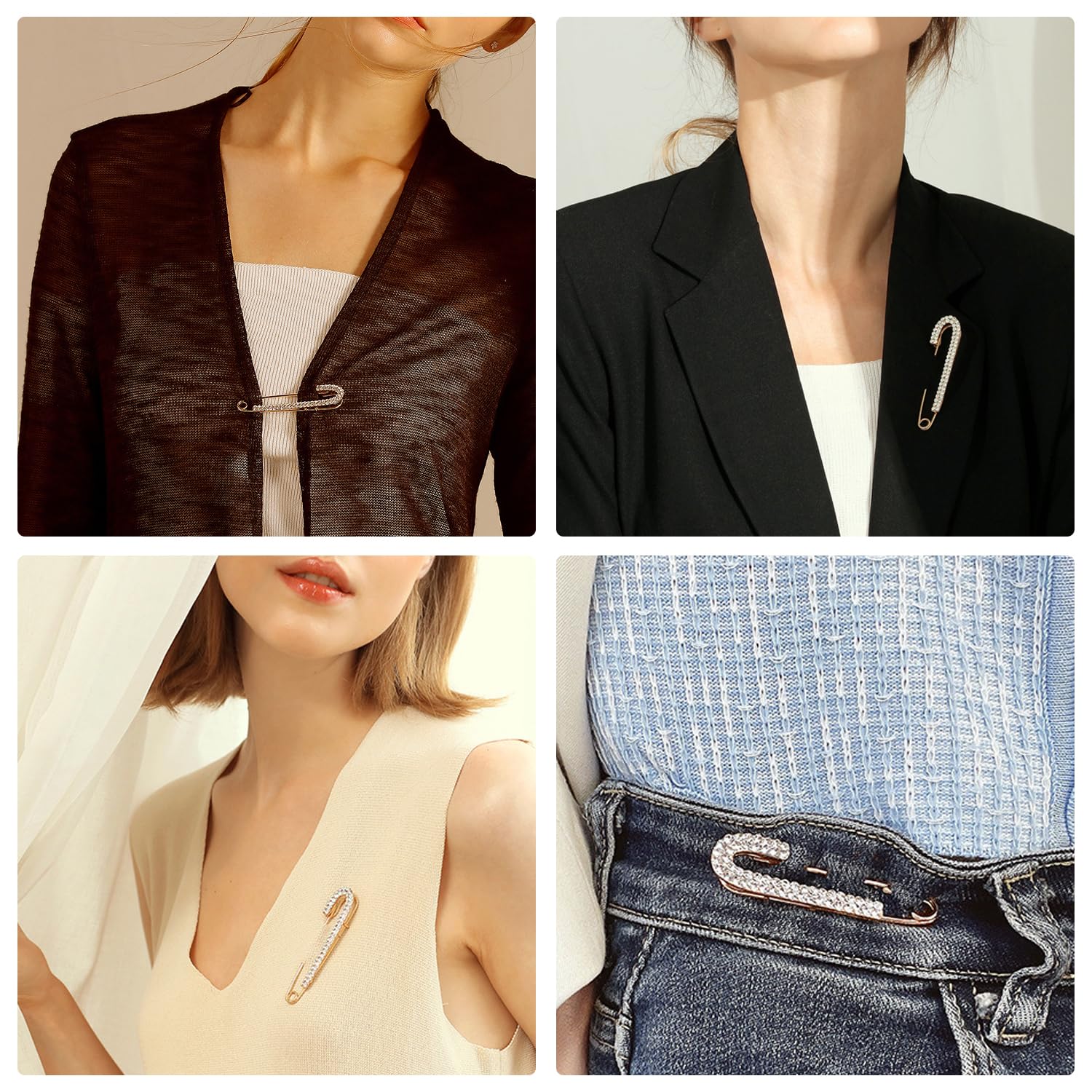 Spille Da Balia Con Diamanti E Perle - Set Da 6 Pezzi Per Abbigliamento, Decorative E Funzionali