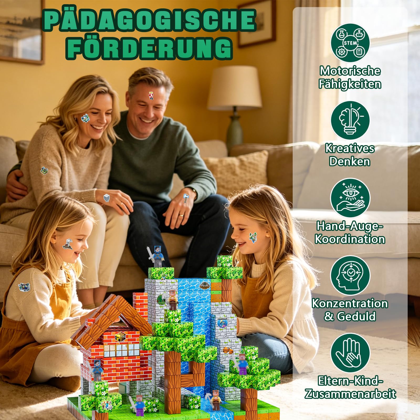 Bloques de construcción magnéticos, 150 unidades, juego de bloques de construcción magnéticos con 6 figuras de mineros y 20 pegatinas, juguete magnético 3D para niños a partir de 3, STEM