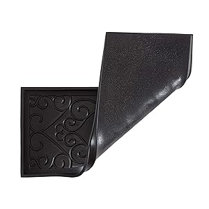 Anji Mountain Heavy Duty Waterproof Rubber Shoe Storage Mat Organizer/Boot Storage Tray Multi Use for Entryway with Coir, Tan and Black Insert, Fits 3 Pair (34.5" Wide)