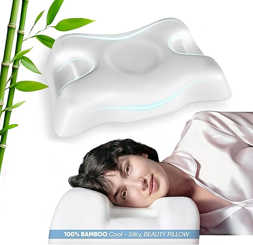 Miniatura 7 de Almohada de belleza facial impecable, almohada cervical para el cuello de espuma viscoelástica antienvejecimiento y antiarrugas, almohada cervical