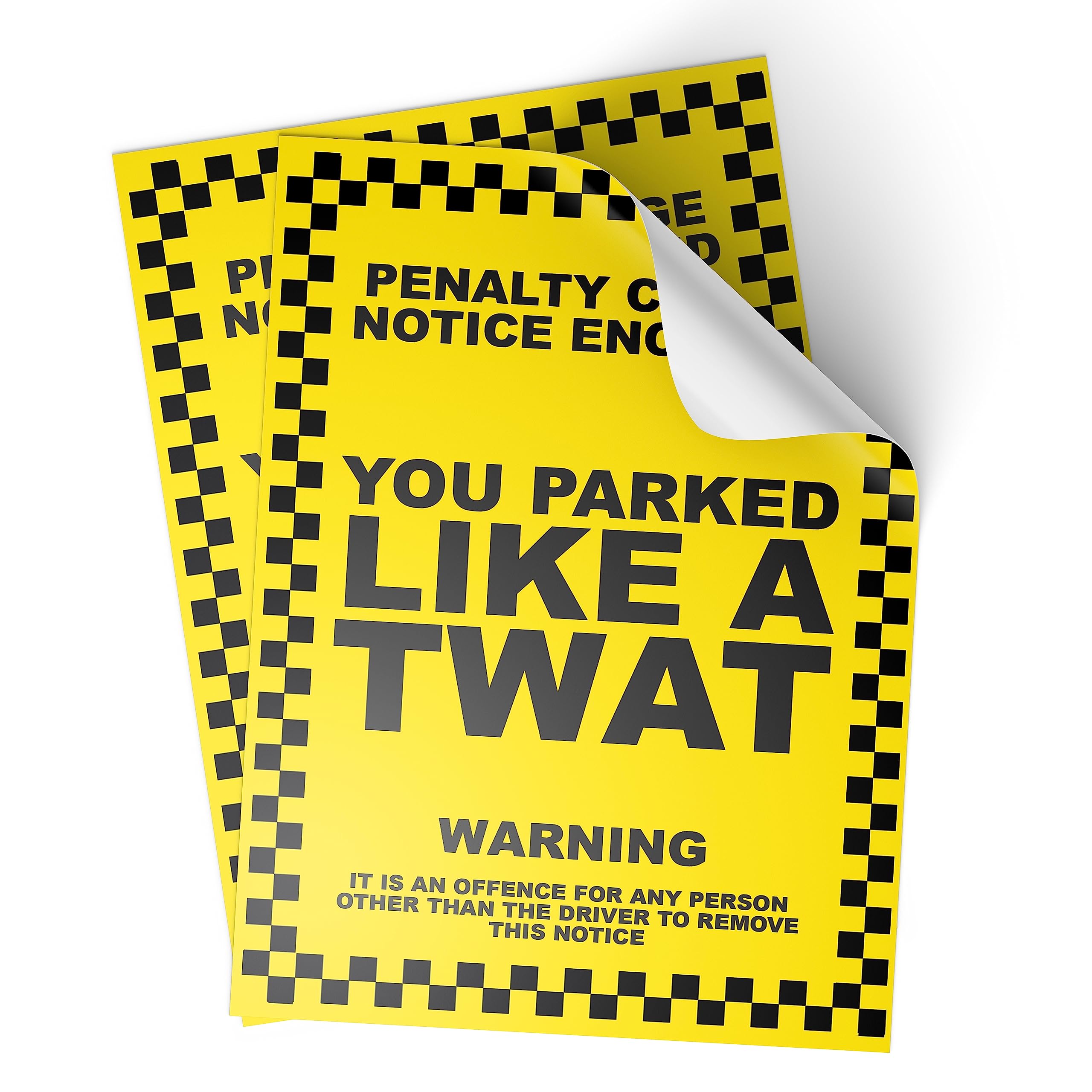 5 X Parking Offensive Stickers | Cunt, Twat, Idiot, 9 x 13cm Novelty Joke Prank Funny Ticket PNC (TWAT)