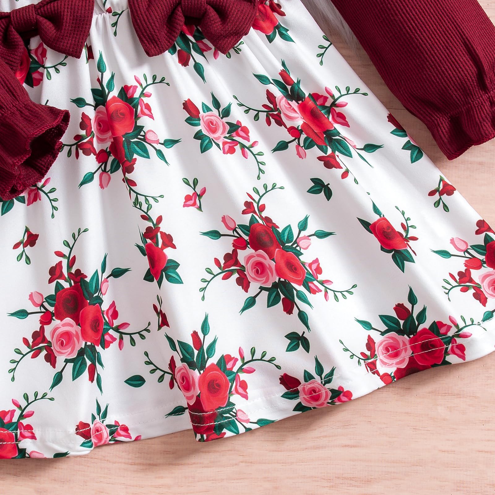 Robe pour bébé fille à volants motif floral Tutu Robes à manches longues Cardigan 2 pièces Tenue pour nouveau-né
