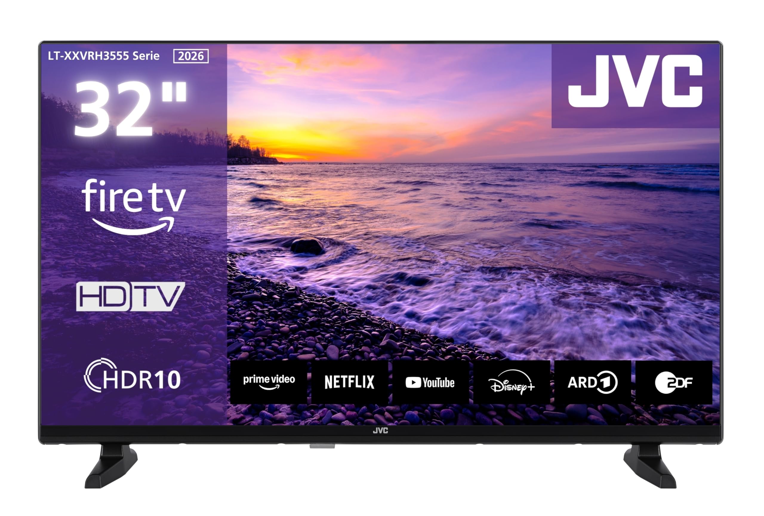JVC Fernseher 32 Zoll Fire TV HD-Ready Smart TV HDR Fernseher mit Alexa Sprachsteuerung und Triple Tuner, LED TV LT-32VRH3555 (2026)