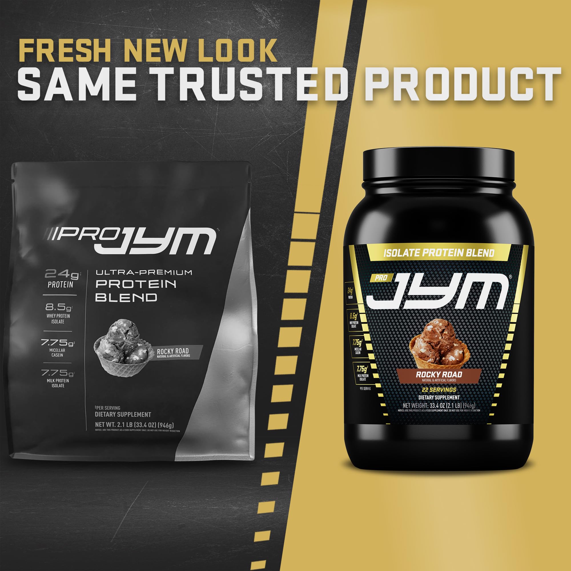 JYM Rocky Road Chocolate Whey & Casein Protein Powder - 2.1 lb, 22 Servings — Amazon image 3