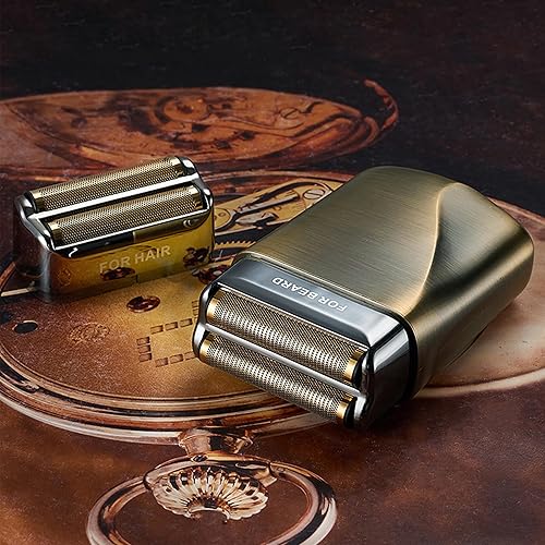 Miniatura 9 de RUIM Afeitadora eléctrica 2 en 1 y recortadora de pelo para hombres, afeitadora profesional de lámina dorada con cabezal flotante 3D, totalmente