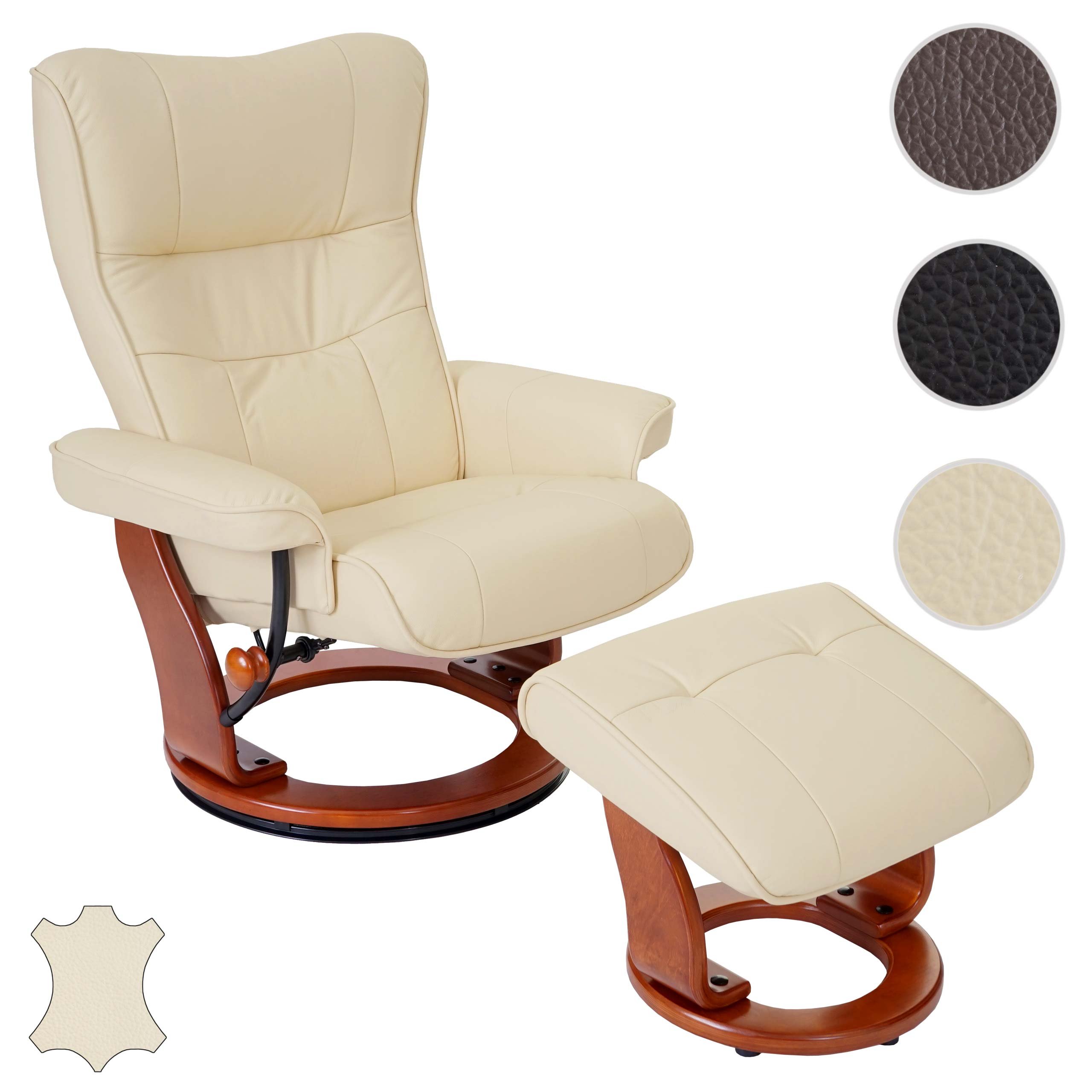Robas Lund Montreal sillón reclinable/Silla Relax con Taburete/Silla Descanso Cuero Color Crema 64022CH5