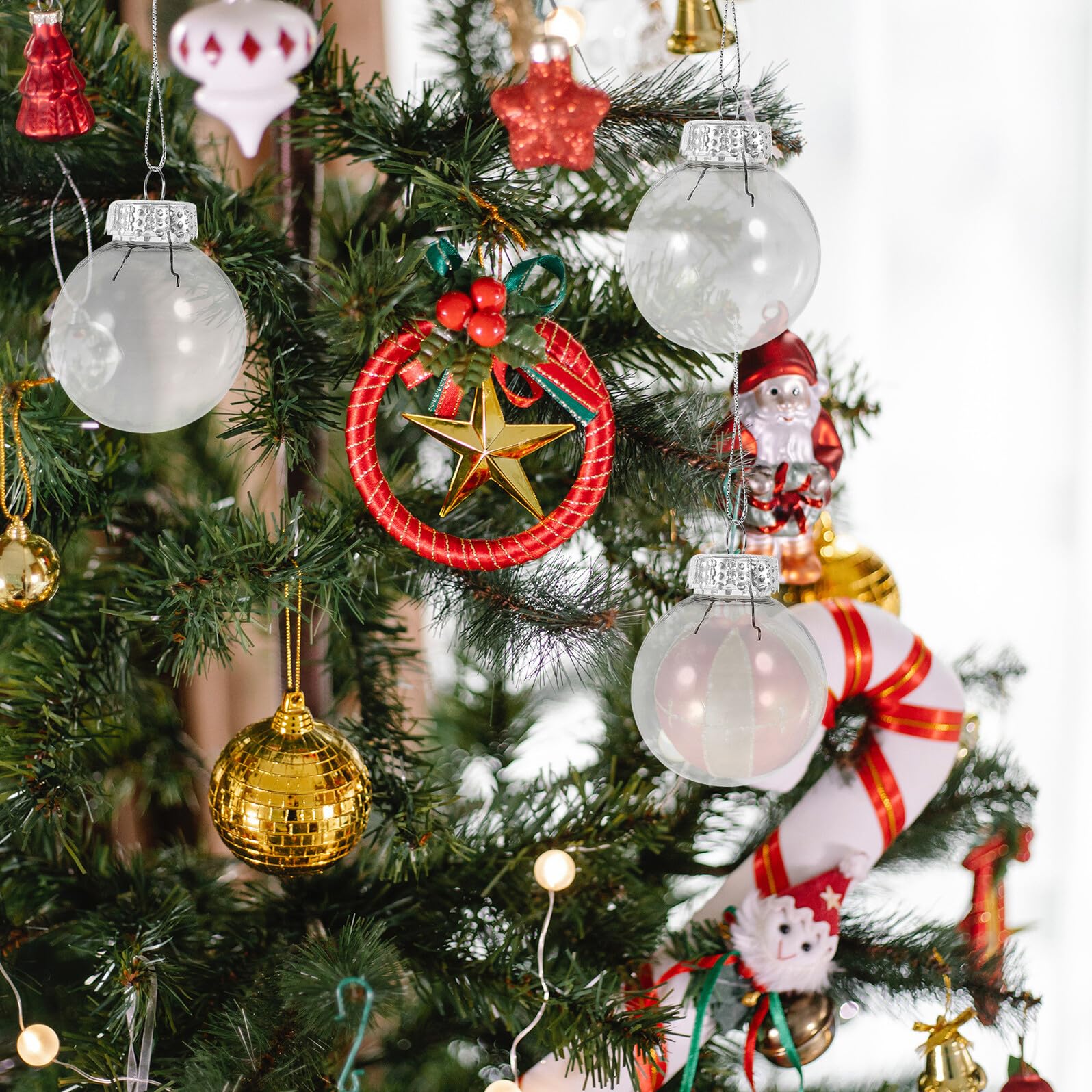 Housoutil Bolas Transparentes Rellenables de 6 CM para Decoración Navideña y Bodas 30 Unidades de Adornos Colgantes de Plástico Huecos para Manualidades y Decoración Festiva
