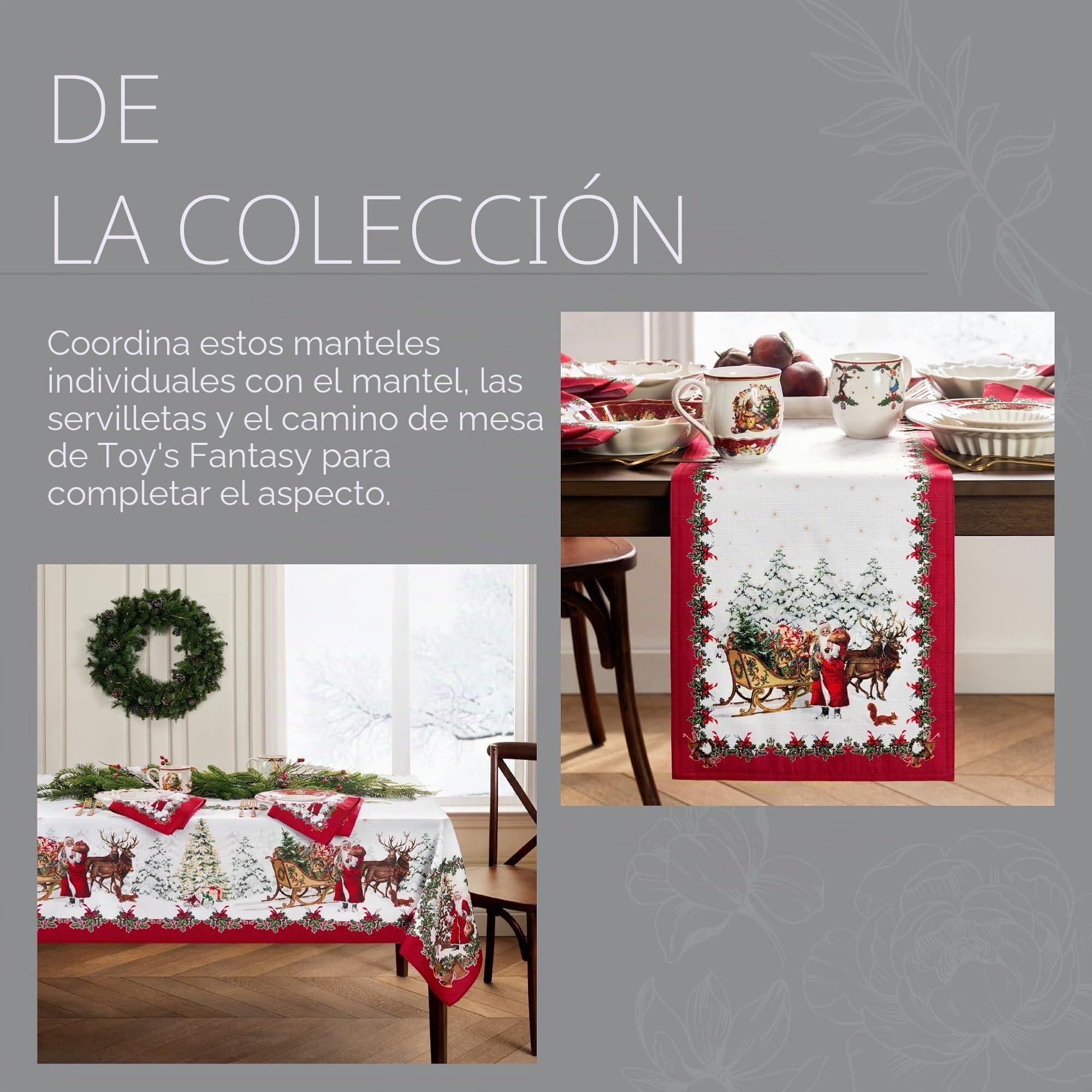 Elrene Villeroy & Boch Home Fashions - Manteles Individuales de fantasía para Vacaciones, Juego de 4, 13 x 19 Pulgadas, Multicolor