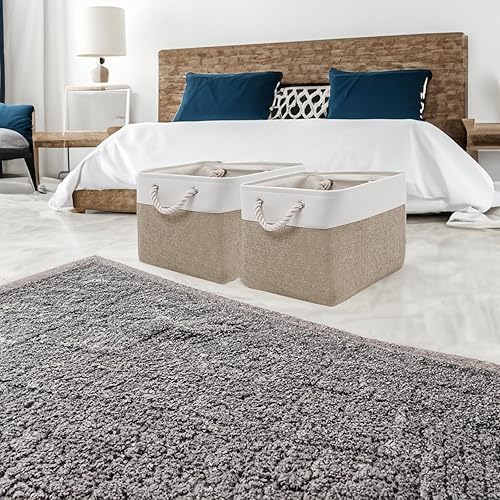 Miniatura 5 de Contenedores de almacenamiento de tela para estantes, cesta de almacenamiento para organizar estantes de tela de armario, 15 x 11 x 9.5 pulgadas,