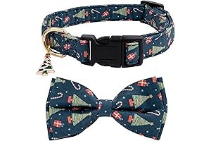 Cotton Christmas Dogs Collar with Bow Tie for Small Medium Large Dogs