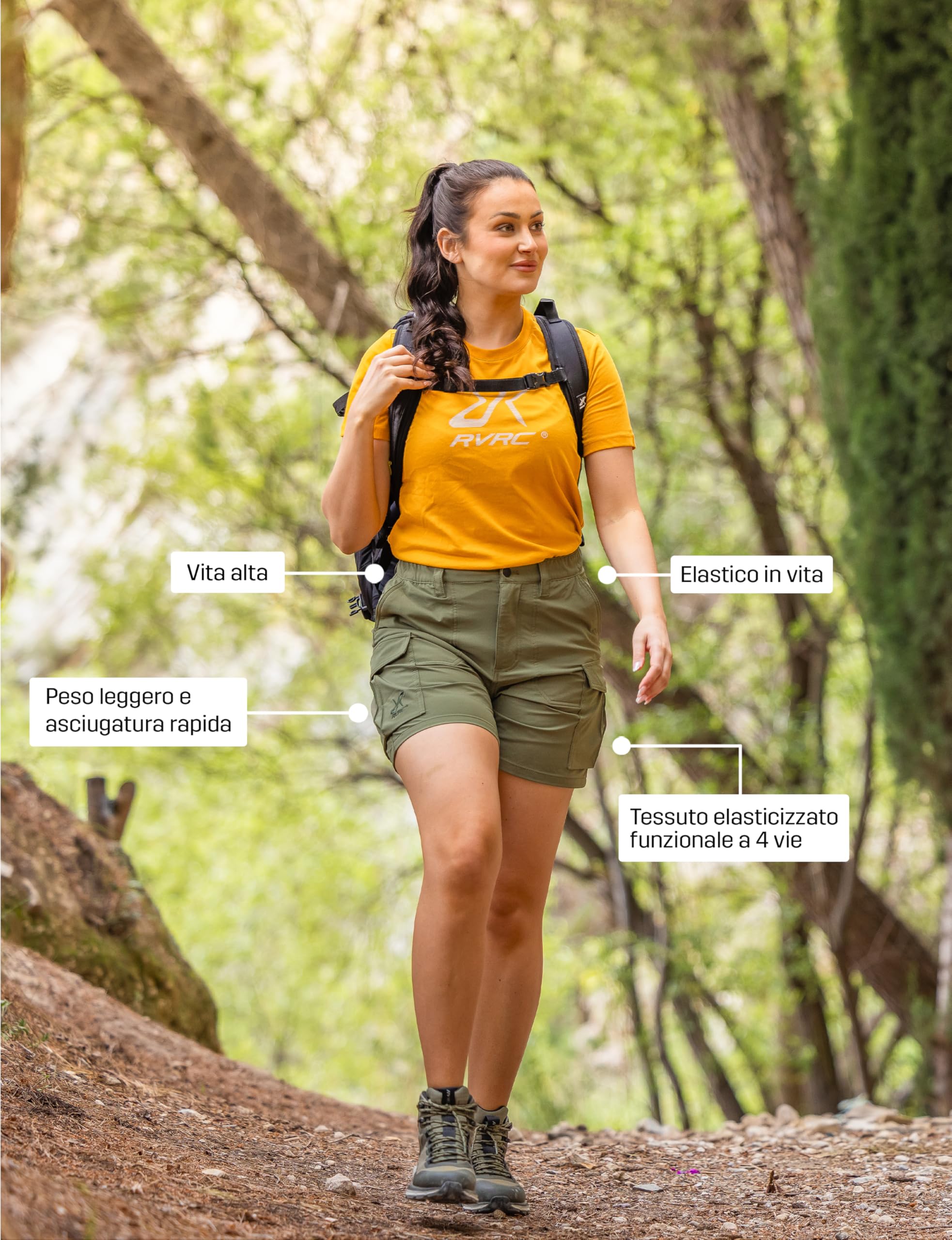 RevolutionRace Adventure Cargo Stretch Shorts da Donna, Pantaloncini da Trekking Leggeri e Pratici