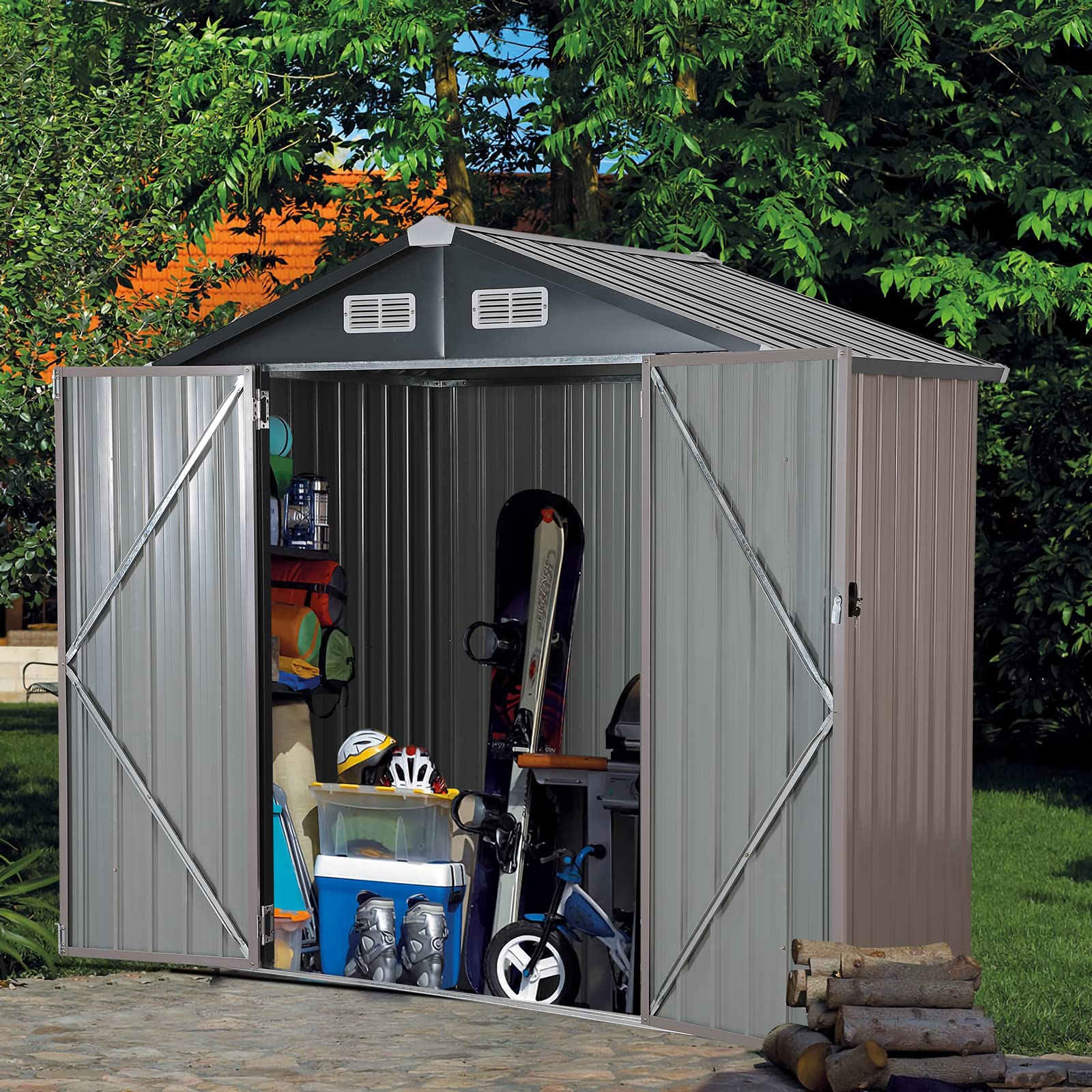 Buy Soleil Jardin 6 x 4 Ft Storage Shed, Galvanized Steel Sheds
