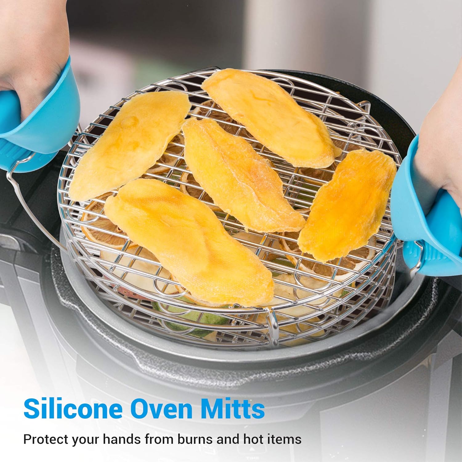 IPOW Dehydrator Rack, Dehydrator Stand for Ninja Foodi Accessories Compatible with Ninja Foodi Pressure Cooker Air Fryer 6.5 qt 8 qt Food Grade Stainless Steel with 2 Oven Mitts & 1 Clean Brush