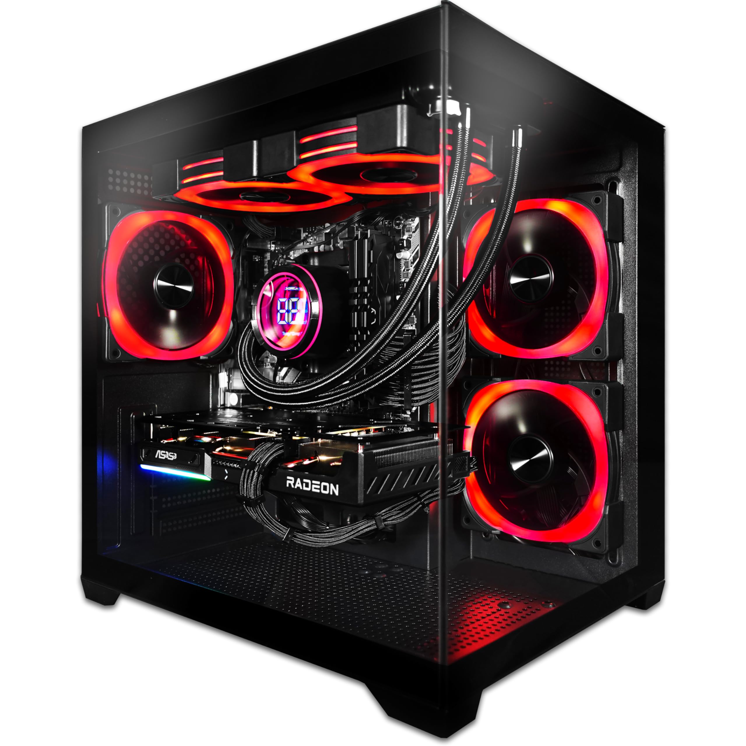 SAAV Prebuilt Gaming PC Desktop Computer Tower AMD Ryzen 7 5800X GeForce RTX 5060 8GB GDDR6 16GB DDR4 512GB NVMe WiFi 6 Bluetooth Windows 11 Black AIO Liquid Cooled RGB PC Gaming