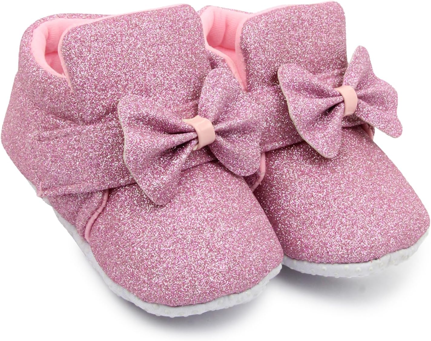 6 To 12 Months Baby Girls Cotton Hook & Loop Bow Booties -BT1766
