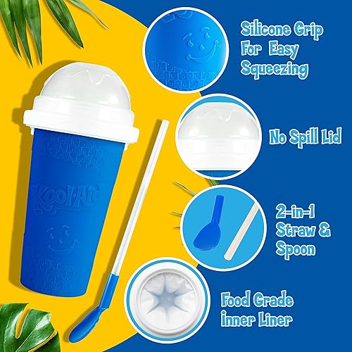 Miniatura 4 de Nostalgia Kool-Aid Squeezy Slush - Taza para granizados instantáneos de cualquier bebida, refresco o jugo con cúpula y cuchara con pajita
