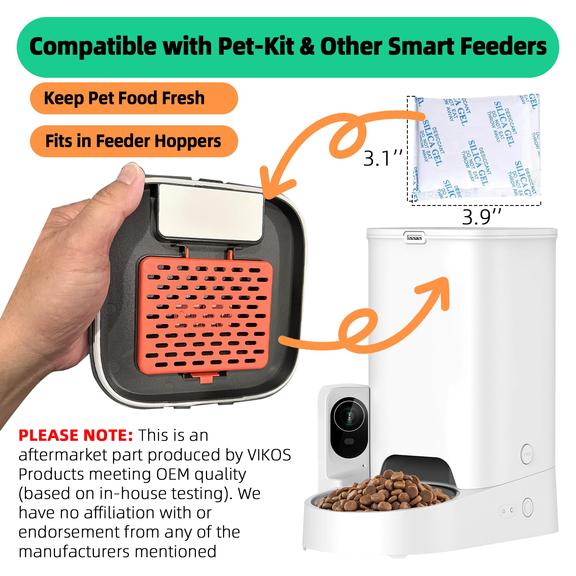 Paquete de 15 bolsas desecantes de repuesto compatibles con comederos automáticos para mascotas, bolsa desecante de alimentos para perros, se adapta a todos los comederos automáticos