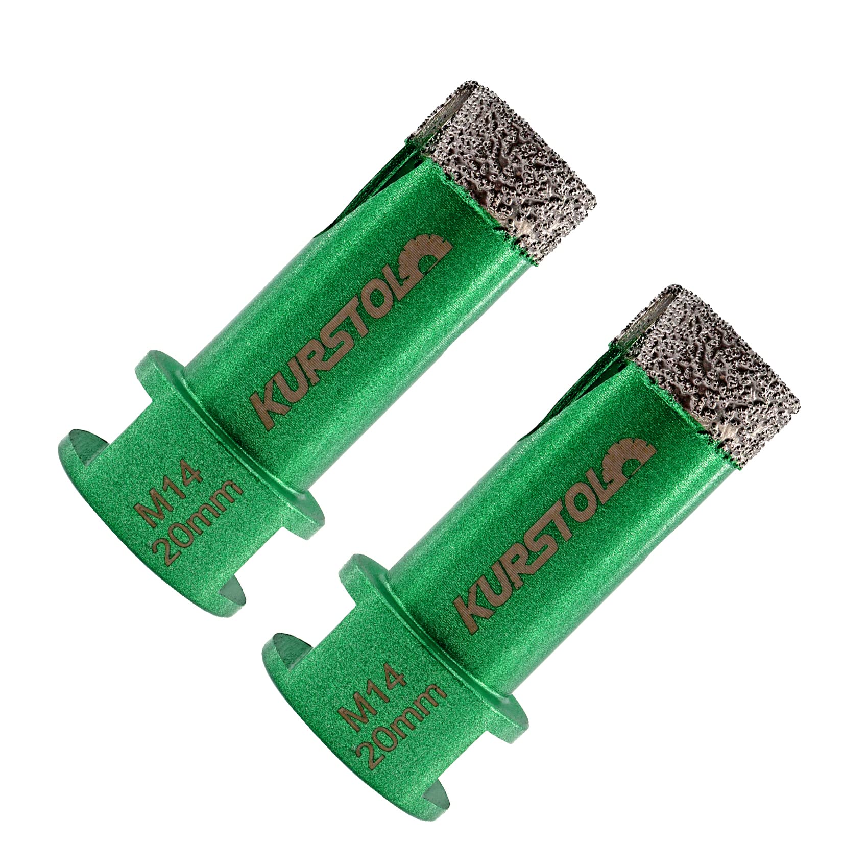 KURSTOL Diamond Core Drill Bits - 2pcs 20mm with M14 thread Tile Hole Saws for Dry Drilling Porcelain Ceramic Tile Granite Marble Stone Vacuum Brazed Diamond Drill Bit