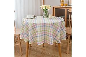 Pastel Plaid Tablecloth with 60-inch Diameter