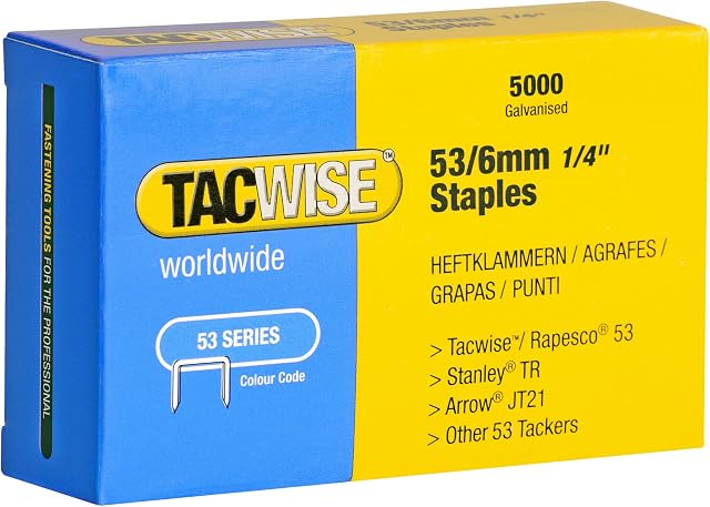 Tacwise 0331 Type 53 / 6 mm Heavy Duty Galvanised Staples, Pack of 5,000