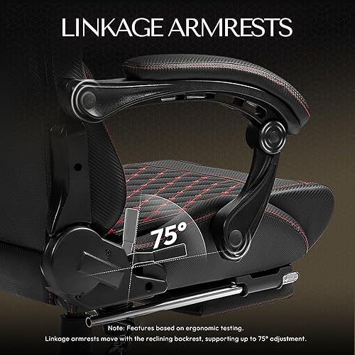 Miniatura 5 de Dowinx Silla de juegos grande y alta, sillas de videojuegos con reposapiés, sillas de PC para jugadores de adultos  Silla reclinable ergonómica