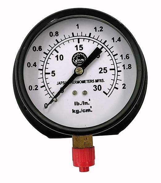 Japsin Dial Pressure Gauge 030 PSI(02 Kg/cm2), MS Body Dia Size 4