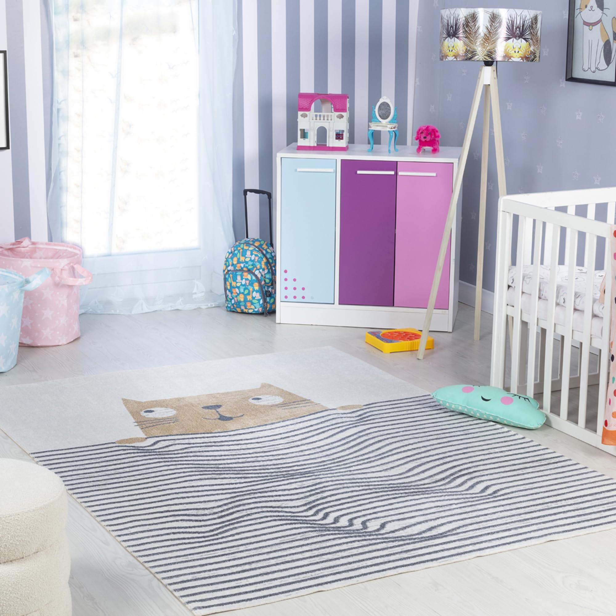 Livabliss Catnap Cat Washable Kids, Childrens for Bedroom 80x150 cm, Machine Washable Animal for Girls & Boys Bedroom