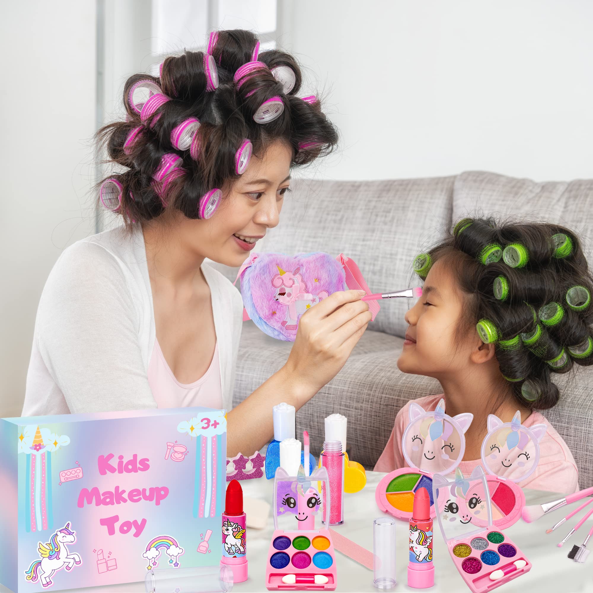 Kit Maquillage Lavable Non Toxique Pour Enfant 3-8 Ans - 31 Pièces Avec Sac