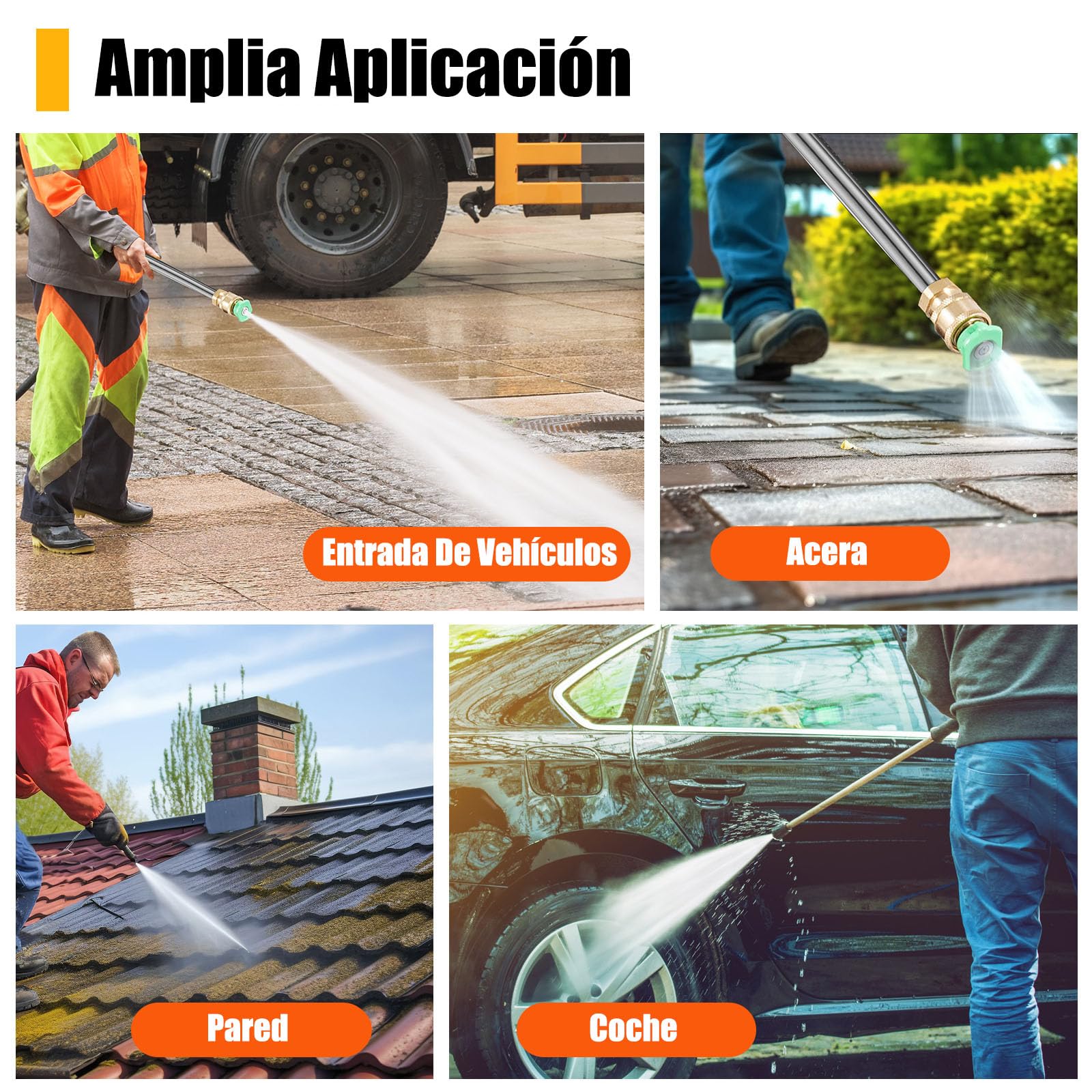 Limpiador a presión de gasolina, Hidrolimpiadora Profesional, 7,5 HP 2200 psi, motor de gasolina, con 5 boquillas, lanza de limpieza, manguera de 7,5 m, para suelos y vehículos