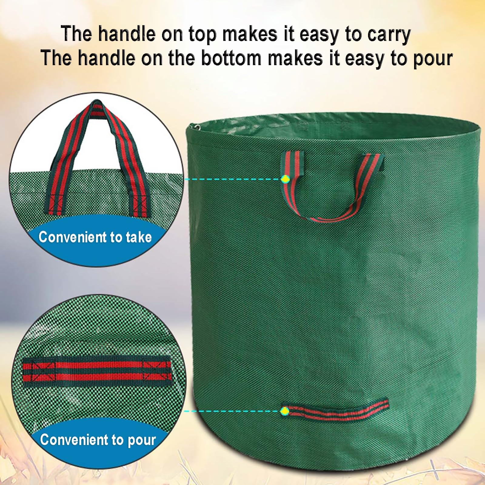 3X Sacs de Jardin Indéchirables,300L Sac Jardinage Déchets,Autoportant Big Bag avec Poignées,Étanche,Pliable et Réutilisable,Sac Végétaux Jardin(4pcs with Cover,67x84cm)
