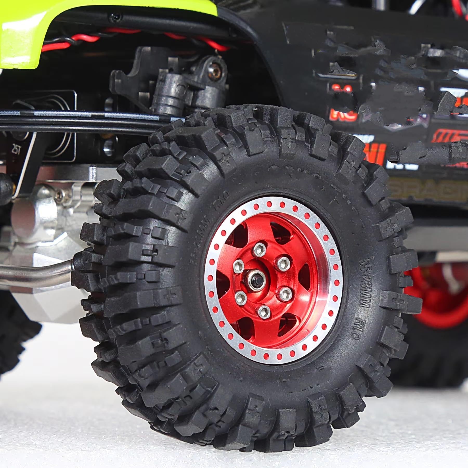 RC Pneumatici Ruote Compatibile Con Traxxas, Per Trx4-m, Per Bronco, Per Defender, Per Axial, Per Scx24, Per Fms, Pneumatici Per Auto Cingolate RC 1/18, Cerchi Beadlock.