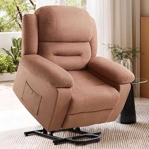 Jocisland Power Lift Recliner Chair for Elderly, Adults Electric Reclining Chairs with Remote Control, Side Pockets, Motorized Sofa for Living Room Bedroom, Infinite Position, Brown
