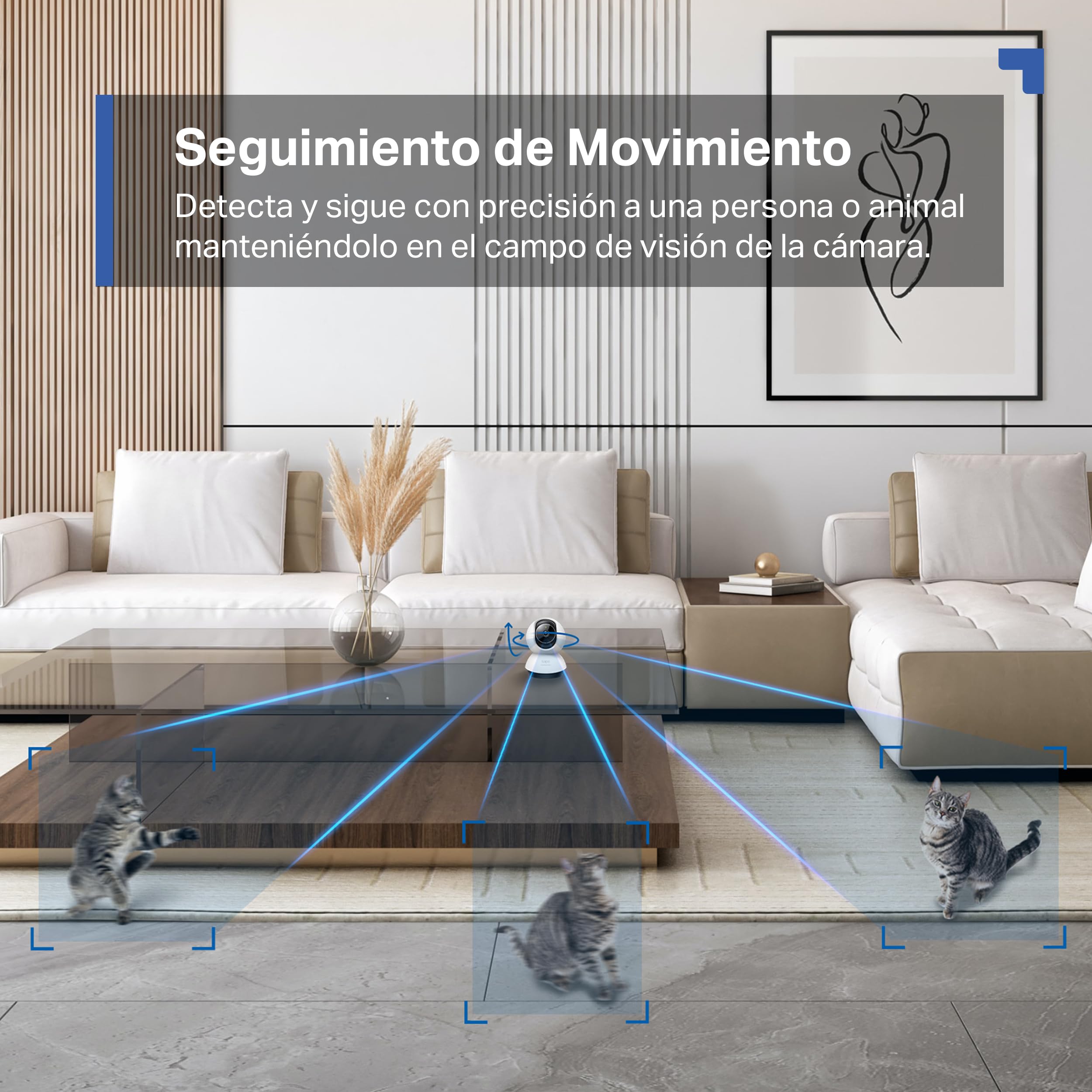 Tapo 2.5K(4MP) Caméra de Surveillance WiFi intérieure 360°, Détection Humaine AI Suivi Intelligent, Sirène et détection de Mouvement, Audio bidirectionnel, Compatible Alexa pour Bébé/Animaux C220