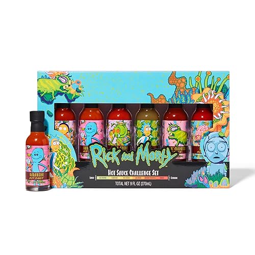 Adult Swim RICK AND MORTY - Juego de salsa picante Challenge con licencia oficial los sabores incluyen chipotle habanero jalapeño ajo y más paquete disponible en Yaxa Colombia