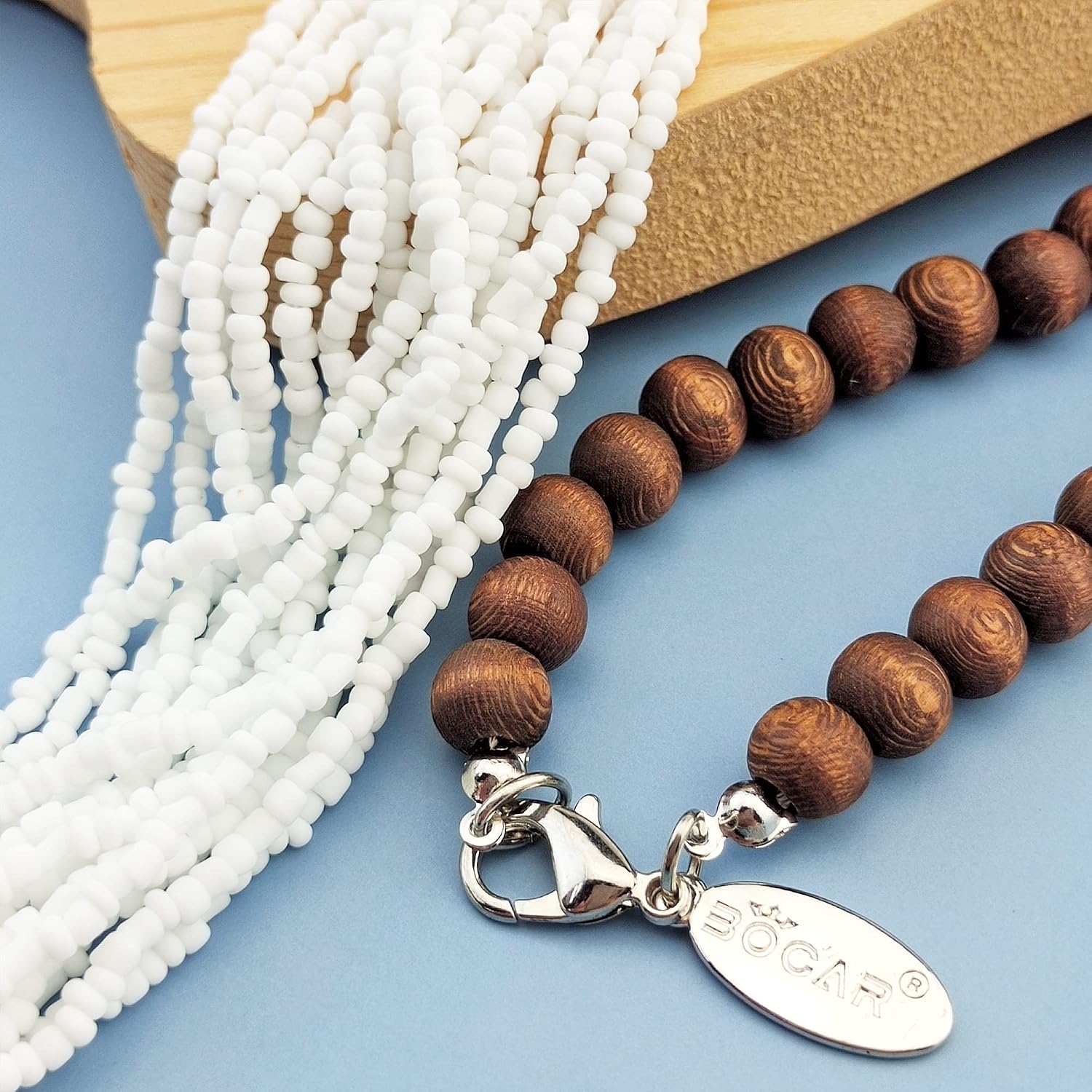 Bocar Long Multiple Row Handmade Beaded Statement 33" Necklace for Women with Gift Box