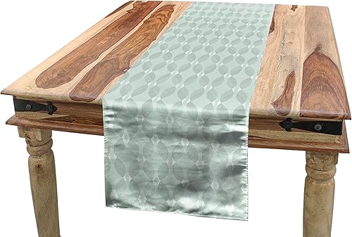 Miniatura 1 de Ambesonne Camino de mesa abstracto, ondas de tono suave enredadas, diseño geométrico retro, espiral de moda, bufanda rectangular para comedor,