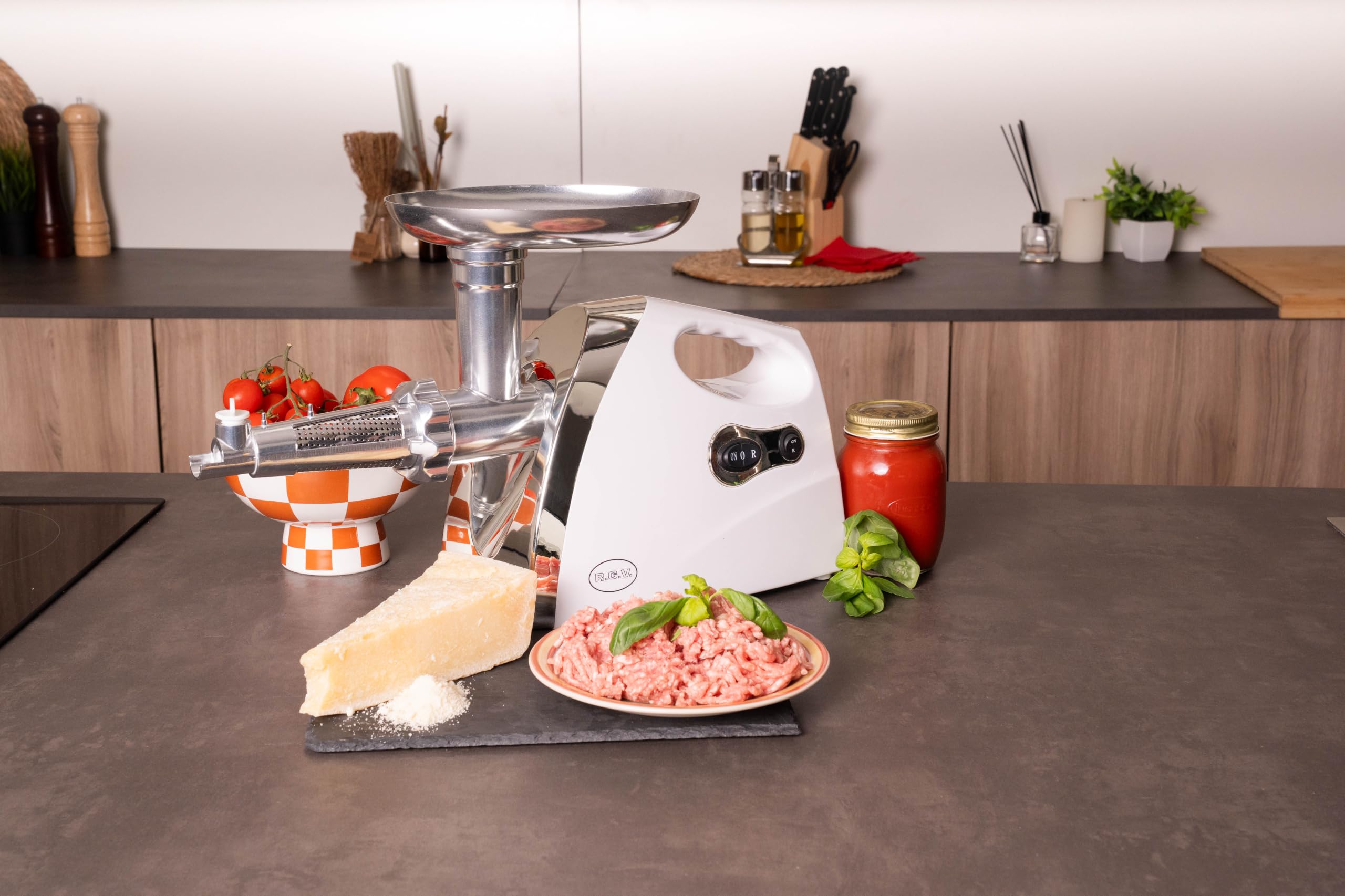 RGV, Drei-in-1 Fleischwolf Tomatenpresse Reibe 500W