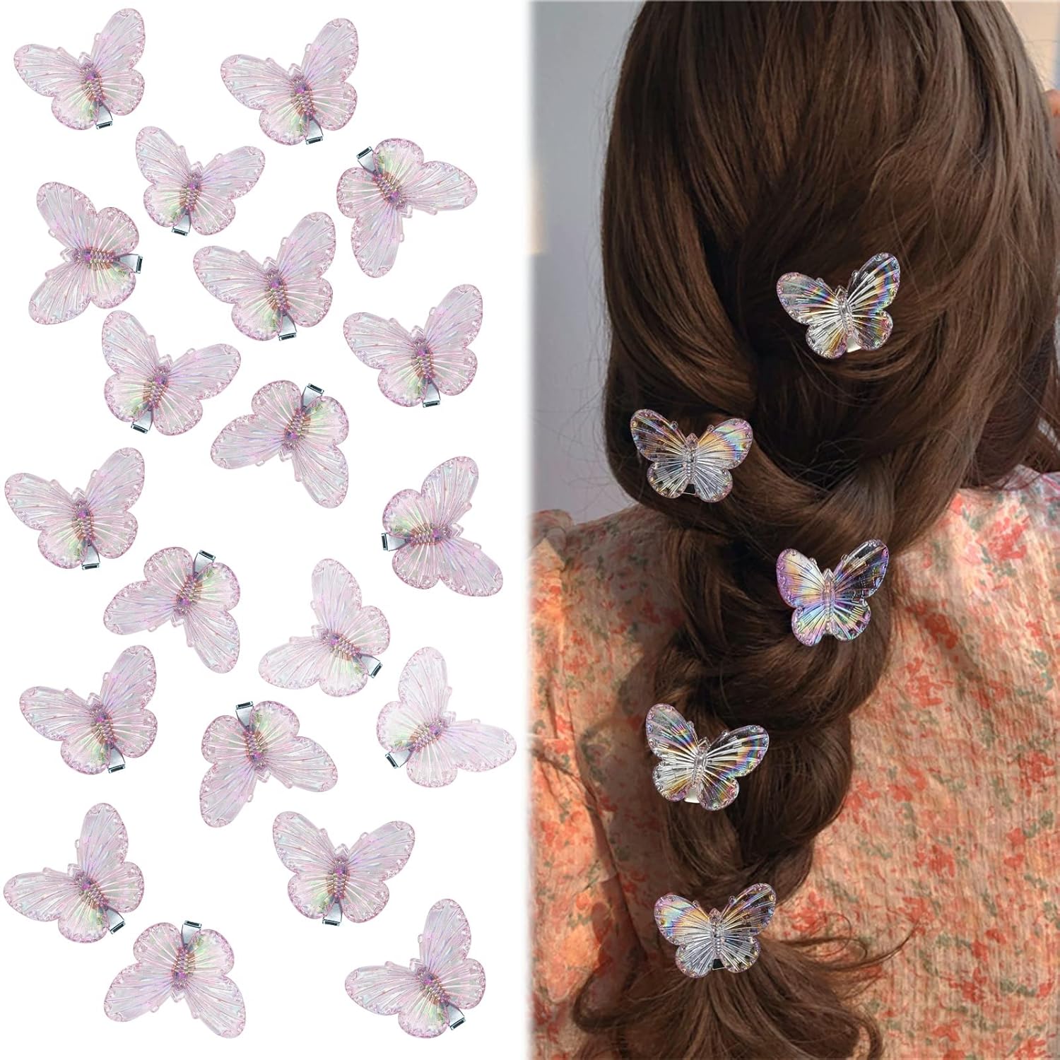 20pcs CUBACO Mini Purple Butterfly Hair Clips, Tiny Durable Hair Accessories for Women and Girls - Y2K Party Decorations
