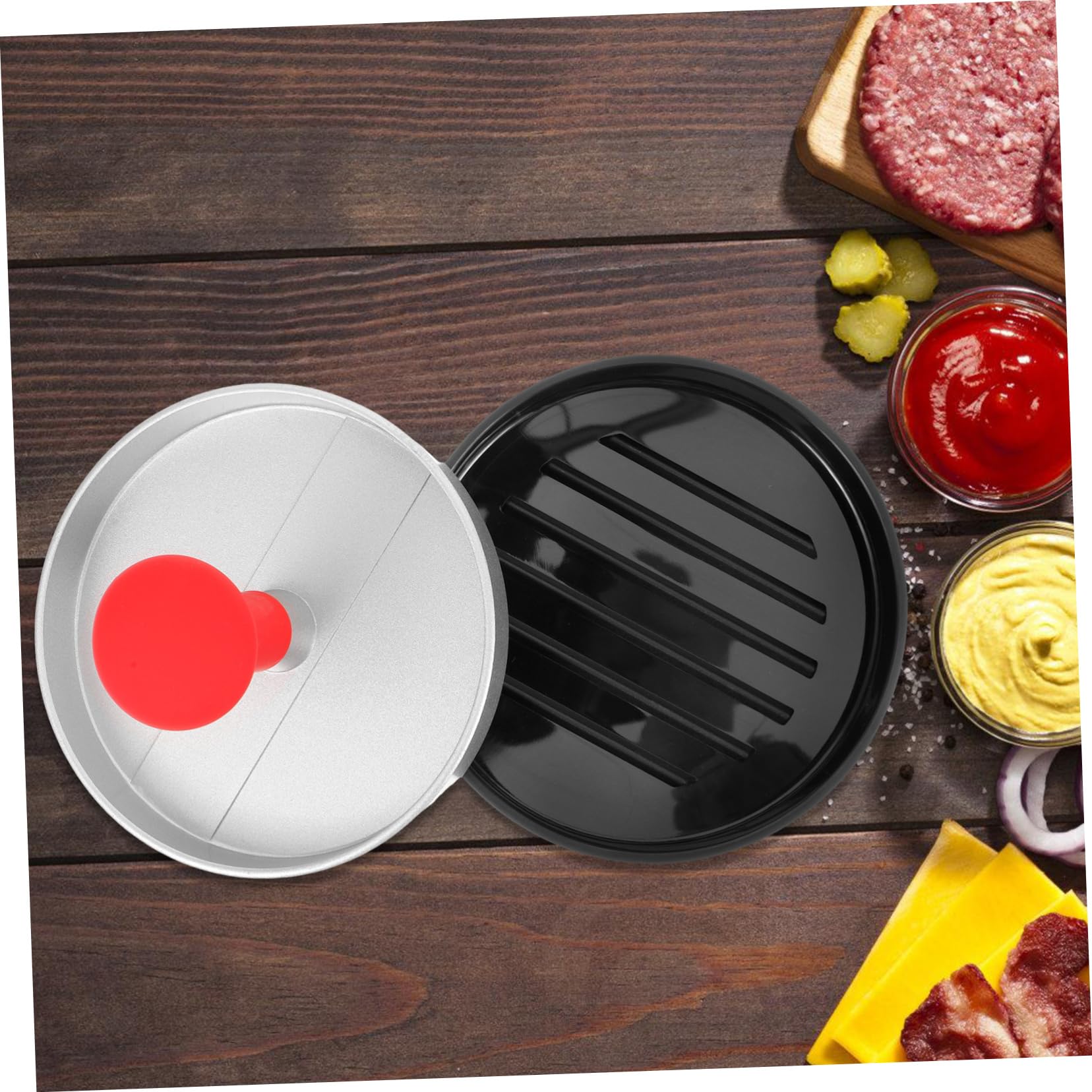 UPKOCH 4 Stück Fleischpresse drücken Burgerpresse pattypresse Burger Press Burgermacher Burgerform Fleischpattymaker Steak-Gewichtspresse Hamburger-Patty-Presse Rostfreier Stahl Silver